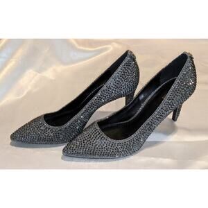 Michael Kors Womens Alina Flex Pointed Toe Pumps Anthracite Grey 10M Embellished